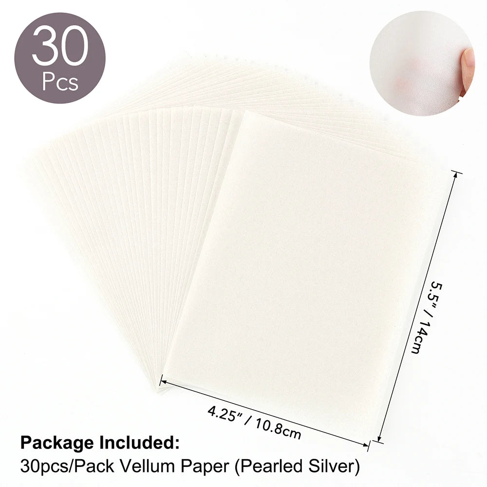 Colored Frosted Smooth Vellum Paper Sheets 4.25x5.5inch Heat Resistant Pearled Gold/Silver See-Through Paper for Crafts Tracing