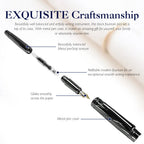 STONEGO 0.38mm Extra Fine Nib Fountain Pen, Black Metal Calligraphy Writing Gift Pen