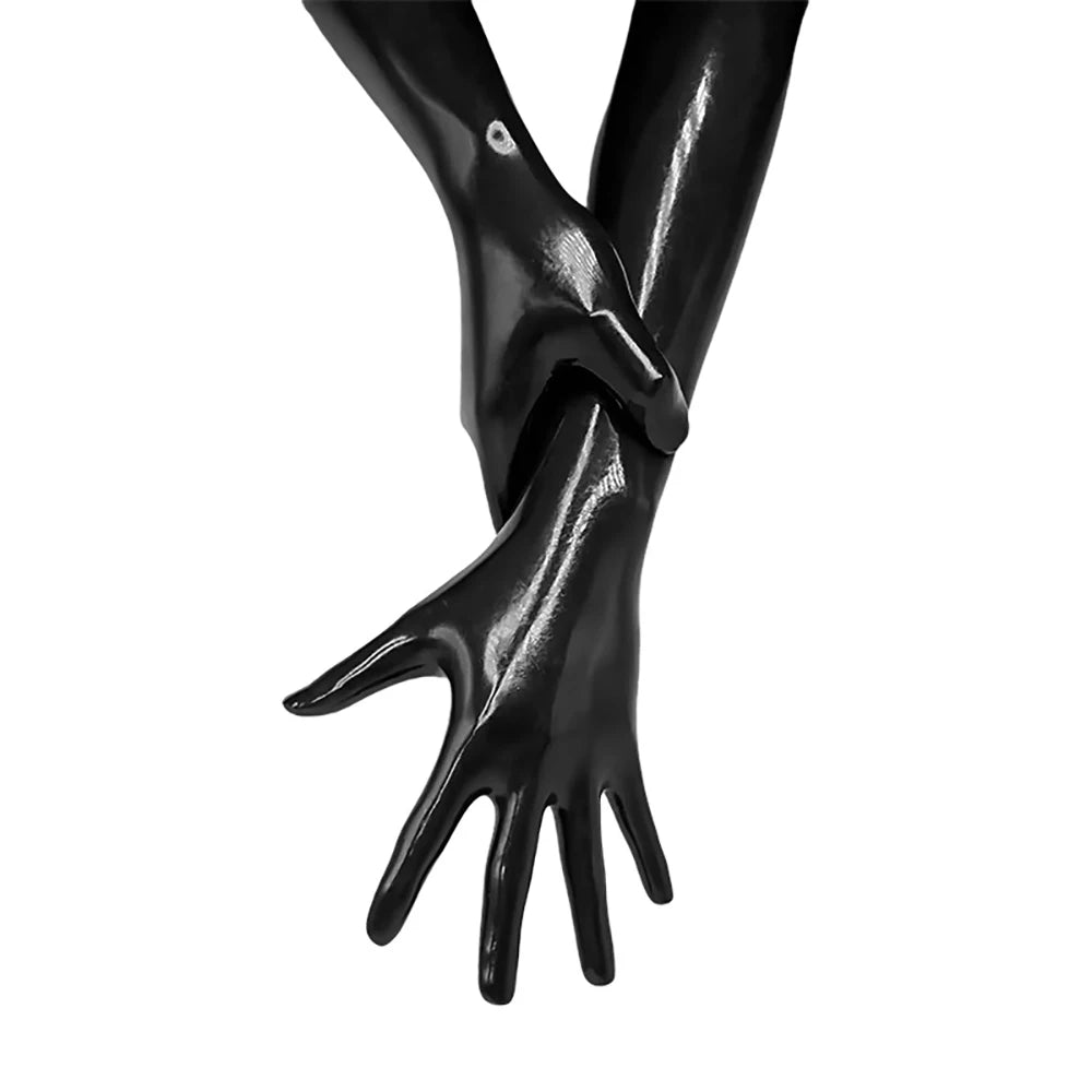 Red Latex Long Gloves Opera Latex Moulded Rubber Gloves Club wear Costumes