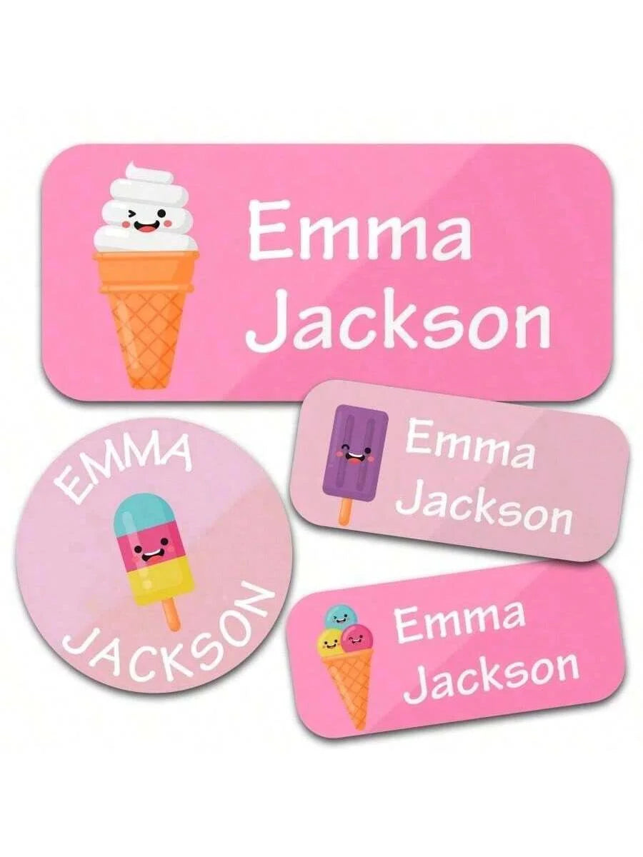 Custom Name Stickers 130 Pieces - Waterproof Personalized Adhesive Labels for Clothing