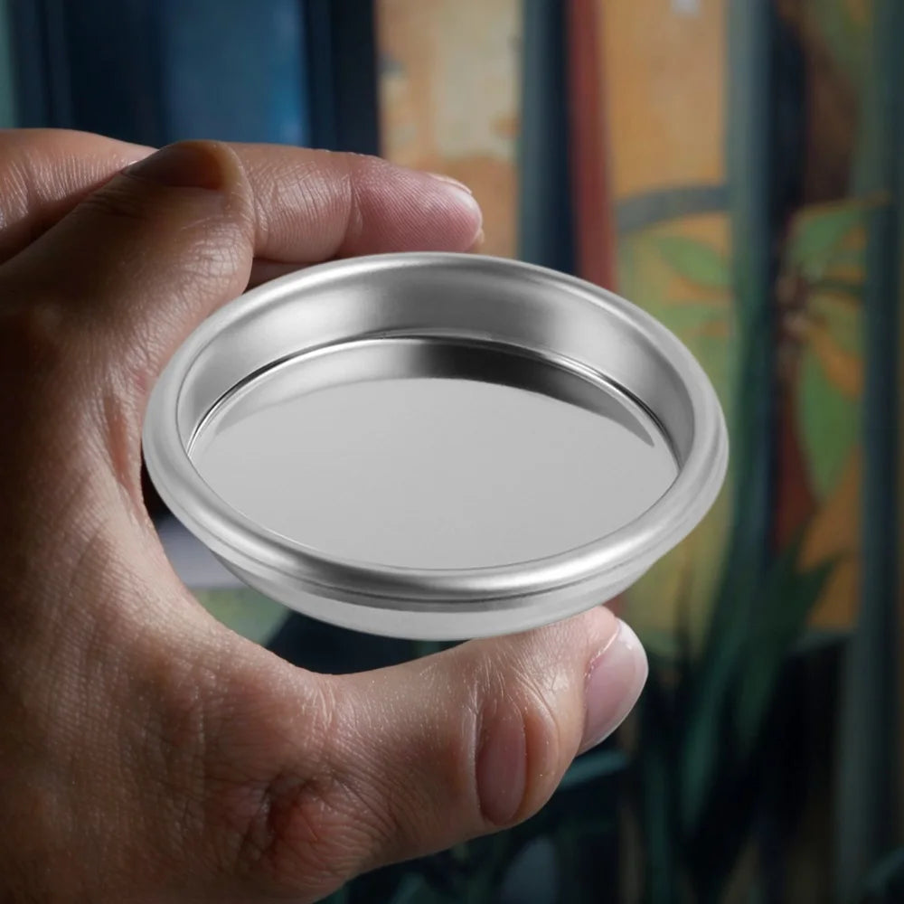 1pc Coffee Blind Filter Basket 51 58mm StainlessSteel Non Pressurized Filter Cup For Backwashing In Semiautomatic Coffee Machine
