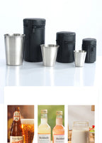 4Pcs Outdoor Practical Travel Stainless Steel Cups Mini Set Glasses For Whisky Wine With Case Portable Drinkware 30ml/70ml/170ml