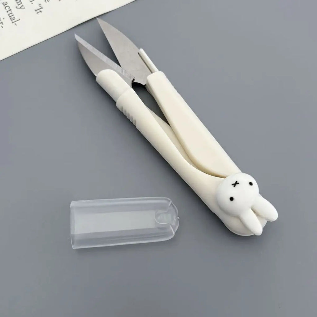 New Cute Miffy Bunny Sweet Creative Cartoon Pattern Simple Fashion Small Portable Plastic Scissors for Students Doing Crafts