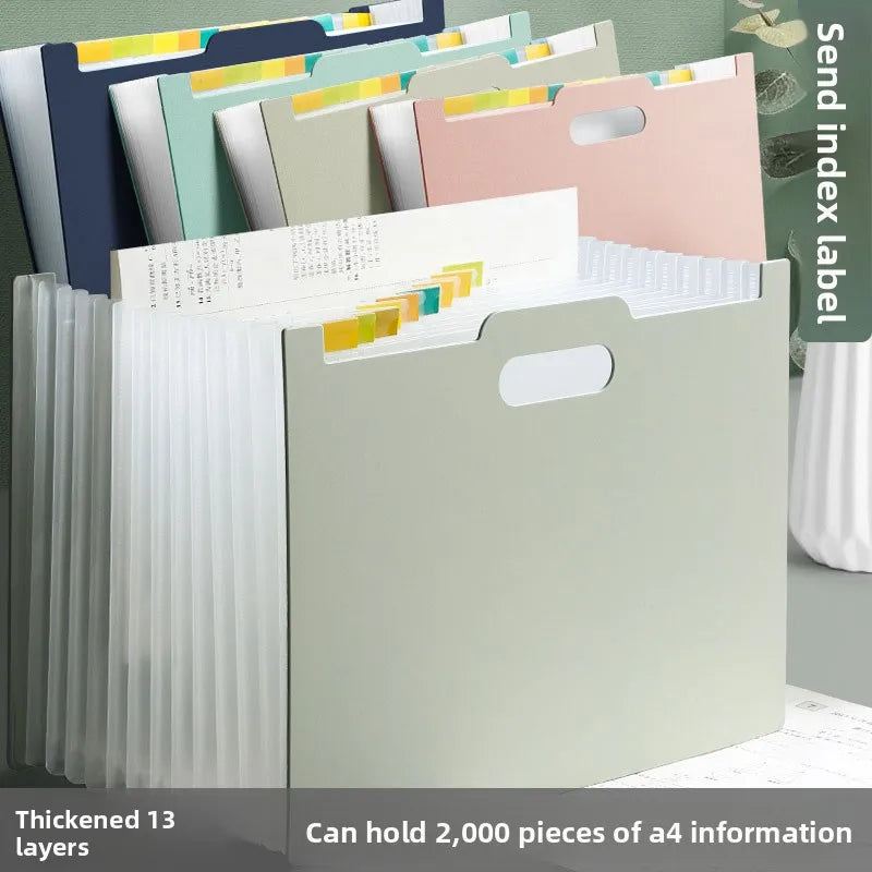 A4 Accordion File Bag with Handle Multi-layer Expandable Document Folder Large Capacity Desk Standable Organizer