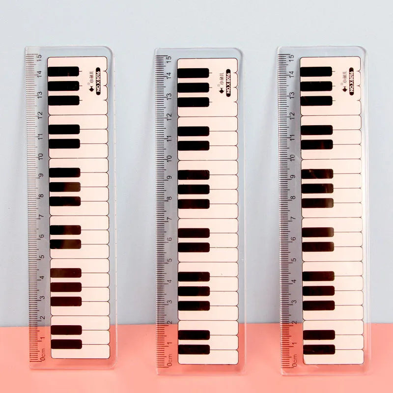 1 Piece Lytwtw's Cute Piano Straight Ruler Kawaii Tools Stationery Cartoon Drawing Office School Measuring
