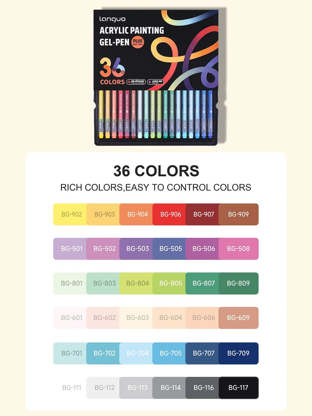 Languo 6/24/36/54/72/90 colors Acrylic Painting Handbook Pens Multi-Color Gel Pen Student Neutral Pen Writing Marker Stationery