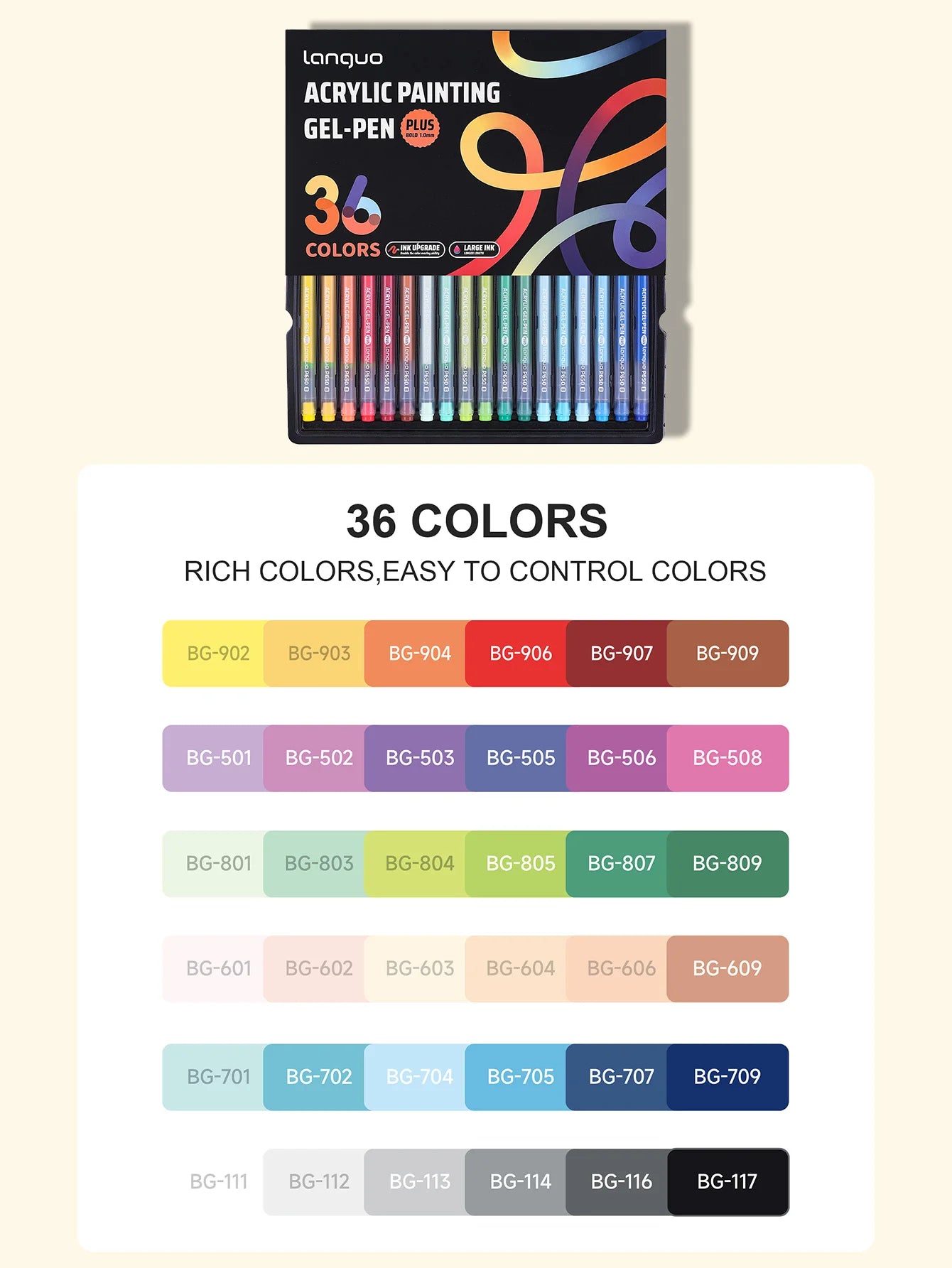 Languo 6/24/36/54/72/90 colors Acrylic Painting Handbook Pens Multi-Color Gel Pen Student Neutral Pen Writing Marker Stationery