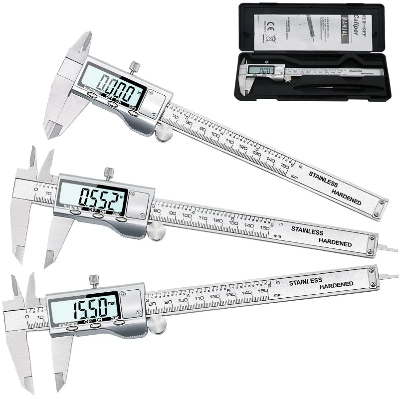 0-150mm Vernier Caliper Stainless Steel LCD Digital Caliper 6 inch Instrument Depth Measuring Tools by