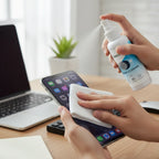 Screen Cleaner Spray + Polishing Cloth Set 50ml, Streak‑Free for Phone/Tablet/Laptop/Monitor, Removes Fingerprints, Oil & Dust