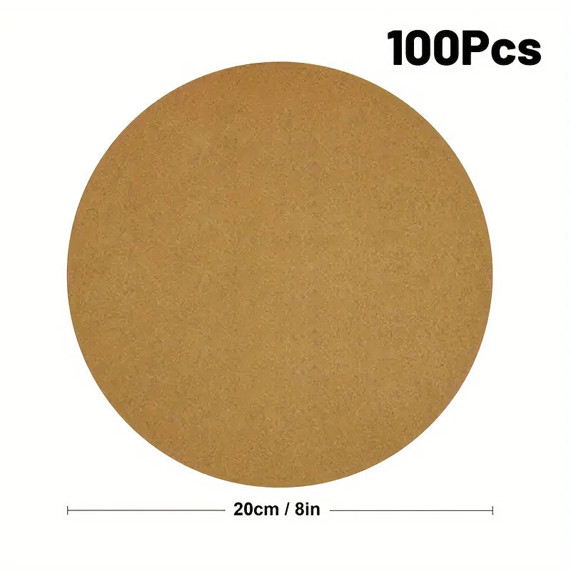 100pcs Round Parchment Papers (6''/8''/9'')  Non-Stick Precut Cake Pan Parchment Liners, For Baking Steaming Air Fryer