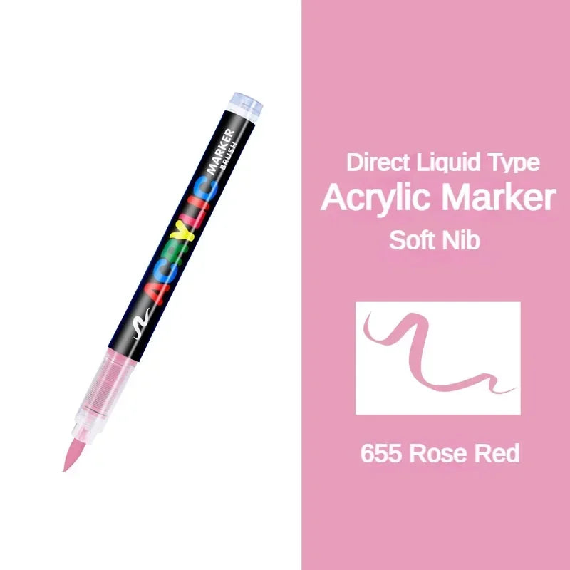 GUANGNA 16 Colors Direct-liquid Acrylic Paint Pens Brush Marker Pen for Rock Painting Stone Ceramic DIY Art Supplies Stationery