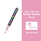 GUANGNA 16 Colors Direct-liquid Acrylic Paint Pens Brush Marker Pen for Rock Painting Stone Ceramic DIY Art Supplies Stationery