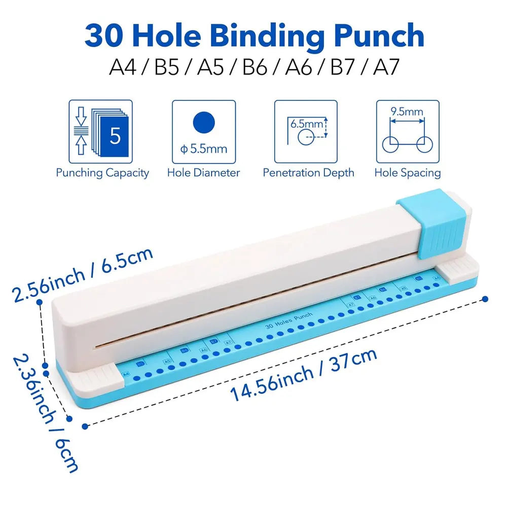 Multi-functional manual hole puncher (1 piece), 30-hole design, convenient and quick, suitable for various sizes of office paper