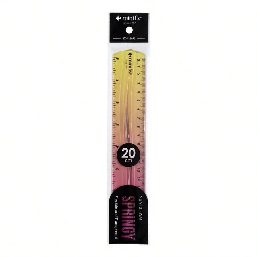 20cm/15cm Flexible Soft Ruler Gradient Rainbow Color Style Dual Unit Measurement in Cm and Inch  for Office Students School Use