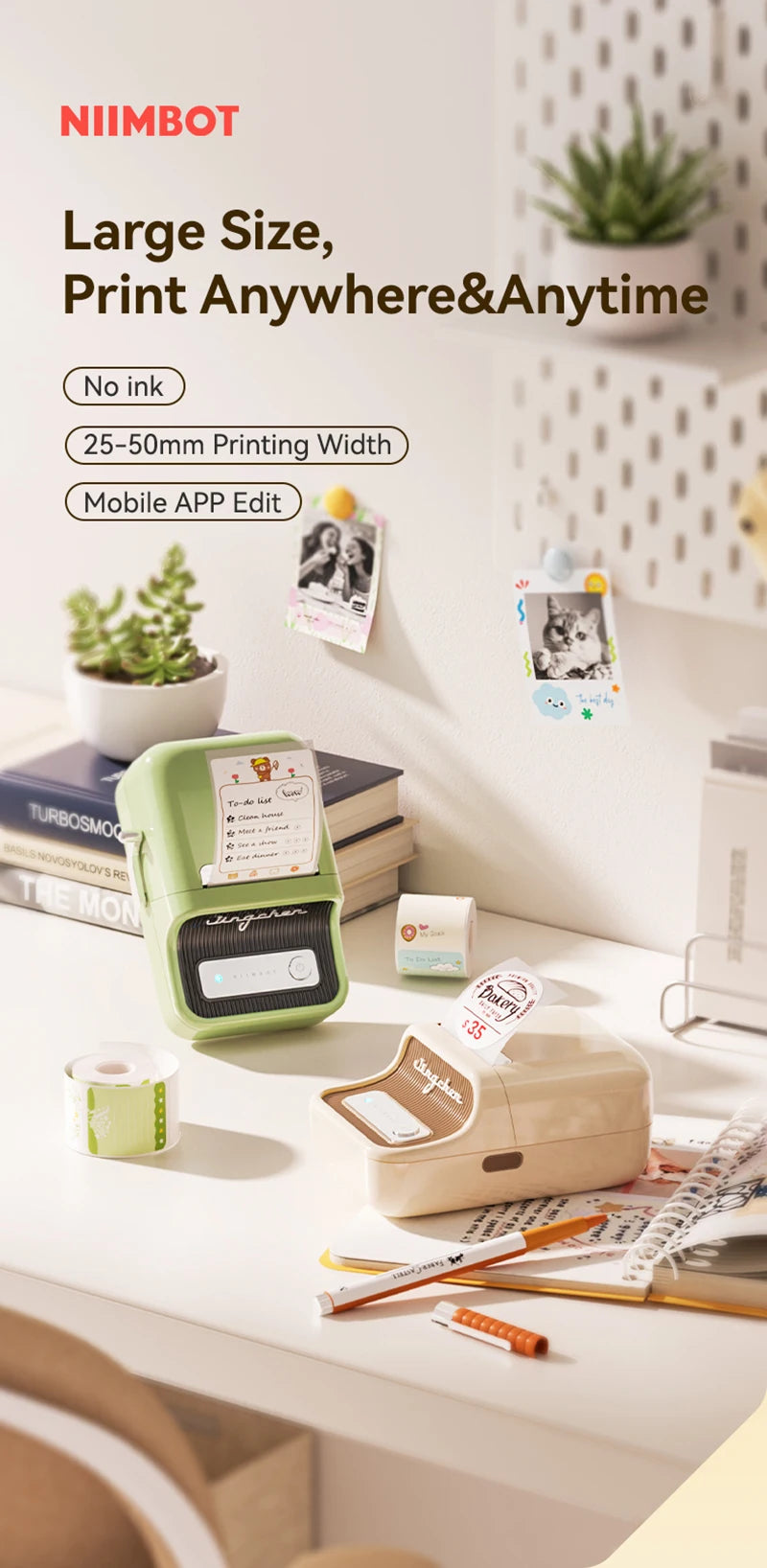 Niimbot B21 Pro 300DPI HD Printing Portable Thermal Printer Self-adhesive Label Printer Sticker Maker For Photos Receipts Note