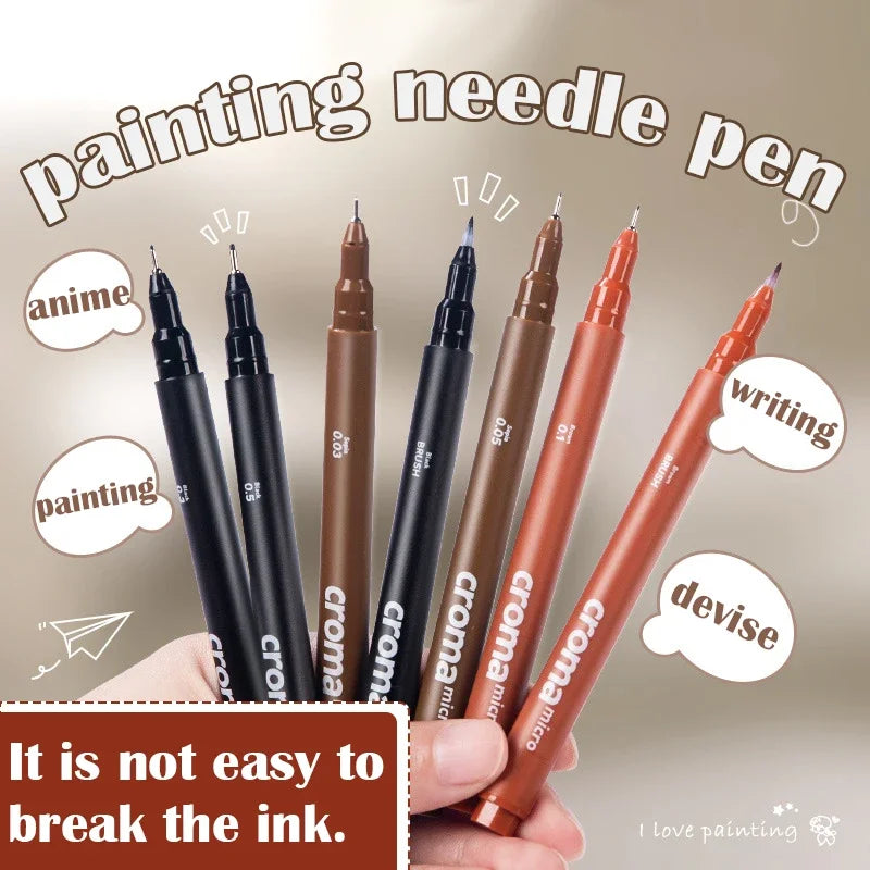 Pigment Liner Pigma Pen 0.1mm/0.03mm/0.05mm/0.5mm/1mm Different Tip Black Fineliner for Sketching Drawing Micron Ink Marker Pen