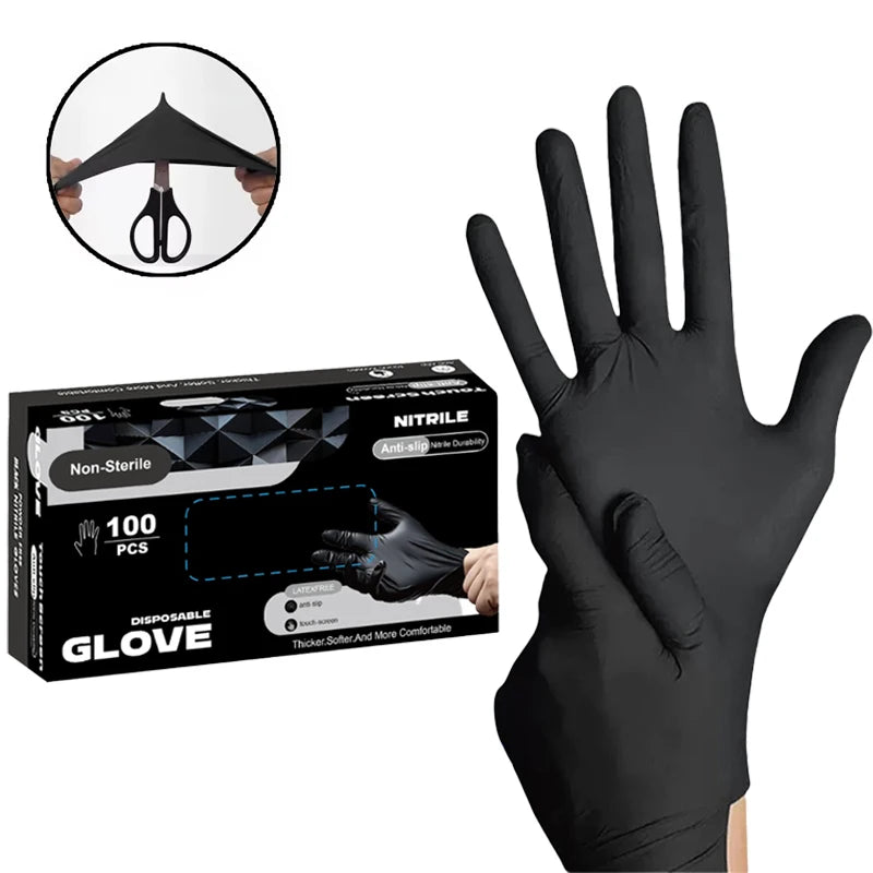 Portable Black Composite Nitrile Rubber High-Elasticity Disposable Gloves Food Work Latex Gloves Cleaning Waterproof Gloves