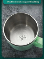 Double Layer Anti-scalding Stainless Steel Cups Plastic Handle Coffee Milk Mug Tea Drinks Water Cup for Home Office Tumbler