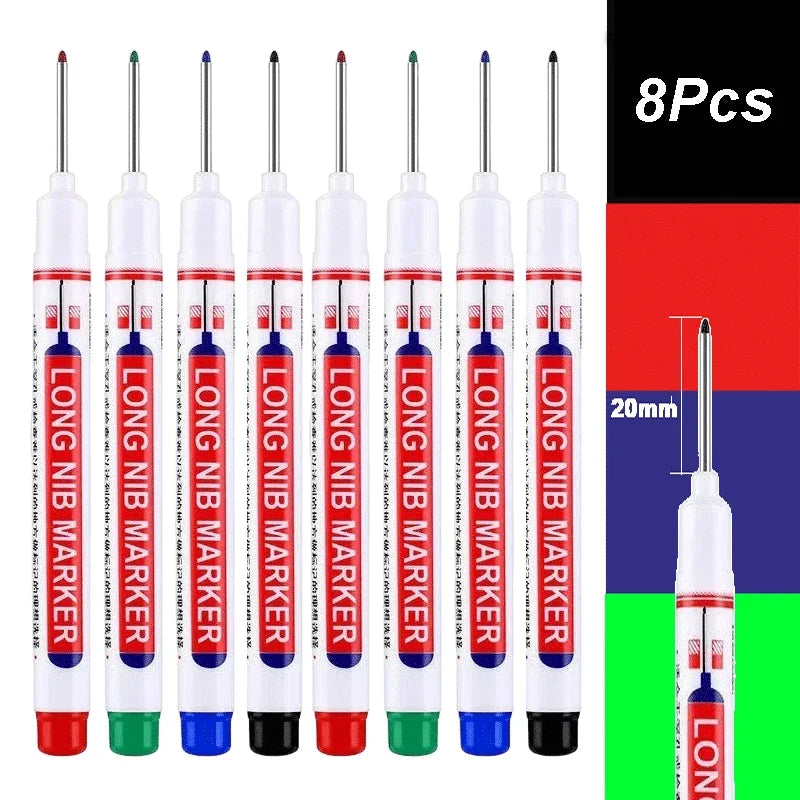 4-100Pcs 2cm Waterproof Long Head Markers Deep Hole Marker Pen for Metal Carpenter Red/Black/Blue/Green /White Woodworking Tools