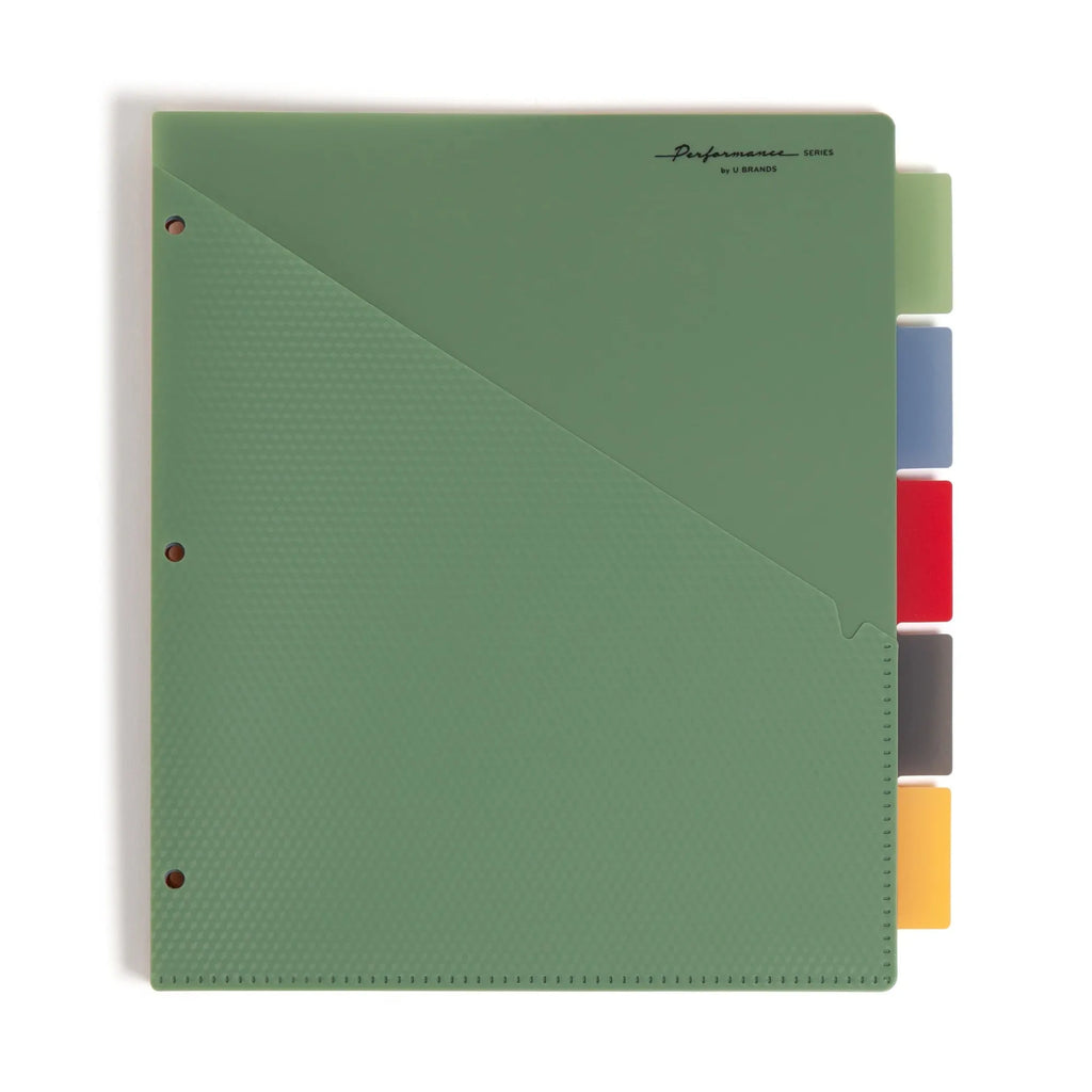 Gem Tone 5 Tab Poly Divider Set With Pockets For Binders, Durable School Office Organizer Insert Sheets