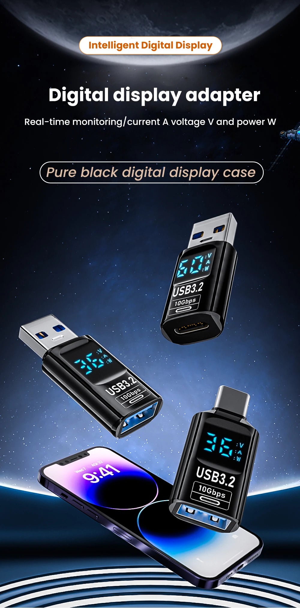 Digital Display USB3.2 Adapter USB A To Type C Adapter Data Transfer 60w Fast Charging USB C Converter For PC iphone15 Samsung
