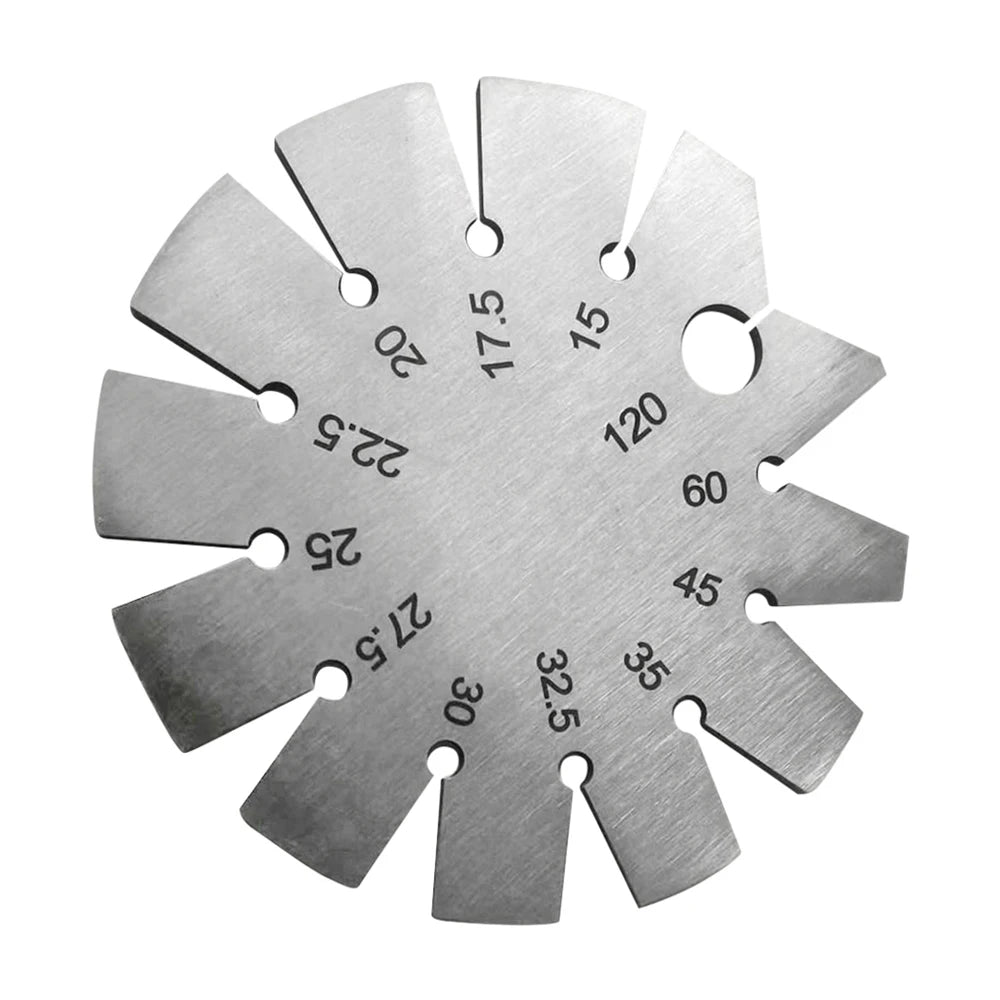 Stainless Steel Round Gauge Diameter Bevel Gauge Angle Protractor Thickness Gauge 15° 20° 22.5° 30° 45° 60° 120° Measuring Tool