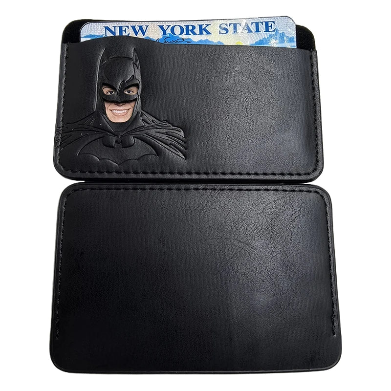 Personalized Leather ID Card Holder Superhero Mask Design Perfect Gift Travel Wallet ID Cover Trendy Youth