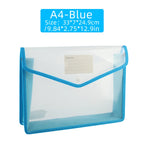 1Pcs Transparent A4 Waterproof File Folder with Press Button Plastic Document Bag for Data Storage Office Supplies