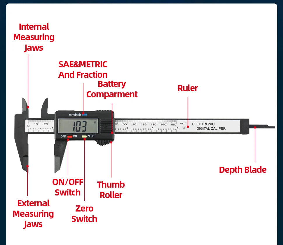 Plastic Caliper Pachometer Digital Caliper Electronic Ruler Vernier Digital Caliber Measuring Tool Digital Calibrator Micrometer