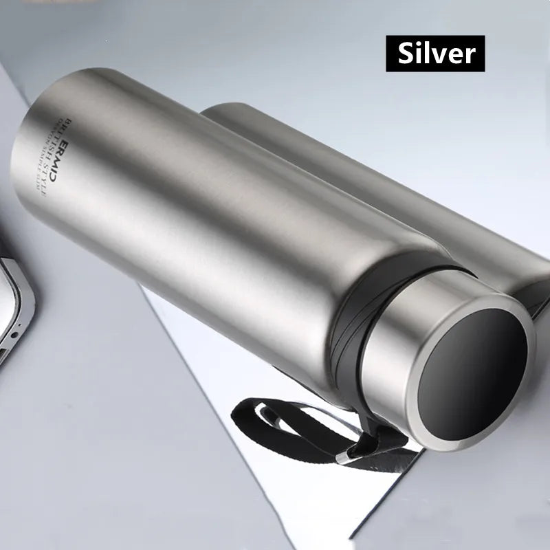 Double Stainless Steel Vacuum Flask With Filter Large Capacity Portable Sport Thermos Mug Coffee Tea Tumbler 1000ml/1600ml