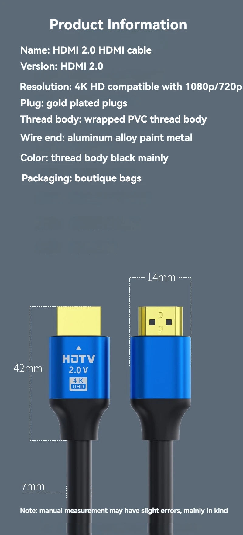 Uyellow HDMI-compatible Cable 4K 60Hz 50cm 1m 2m 3m 5m HDMI-compatible 2.1 Cable 4K 60Hz HDR 3D Effect Video for HDTV PC