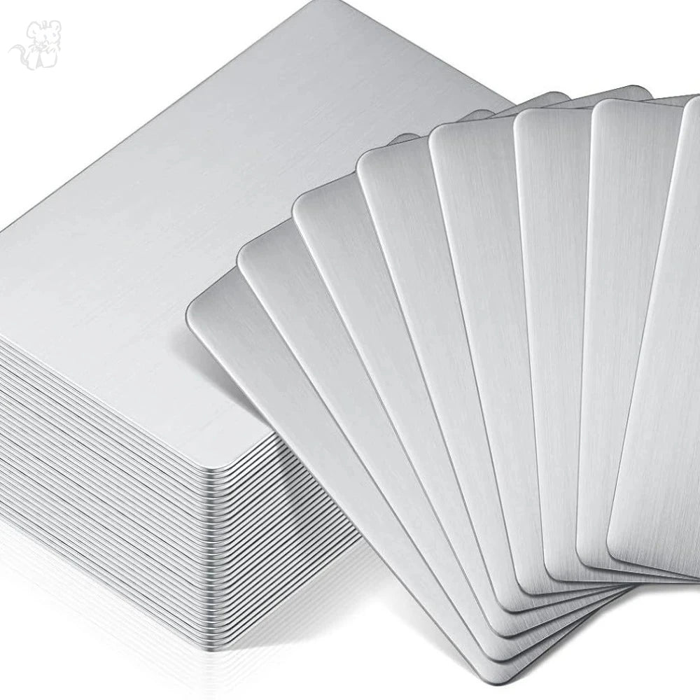 10Pcs Stainless Steel Metal Business Card Size 85*53mm Blank Laser Engraving Cards Special Logo Printing Matte Brushed Finishing