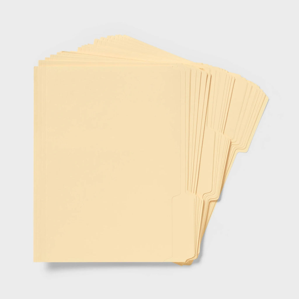 36ct Brown Manila File Folders With Top Tab Non-Pronged Design For Office Document Storage And Easy Sorting