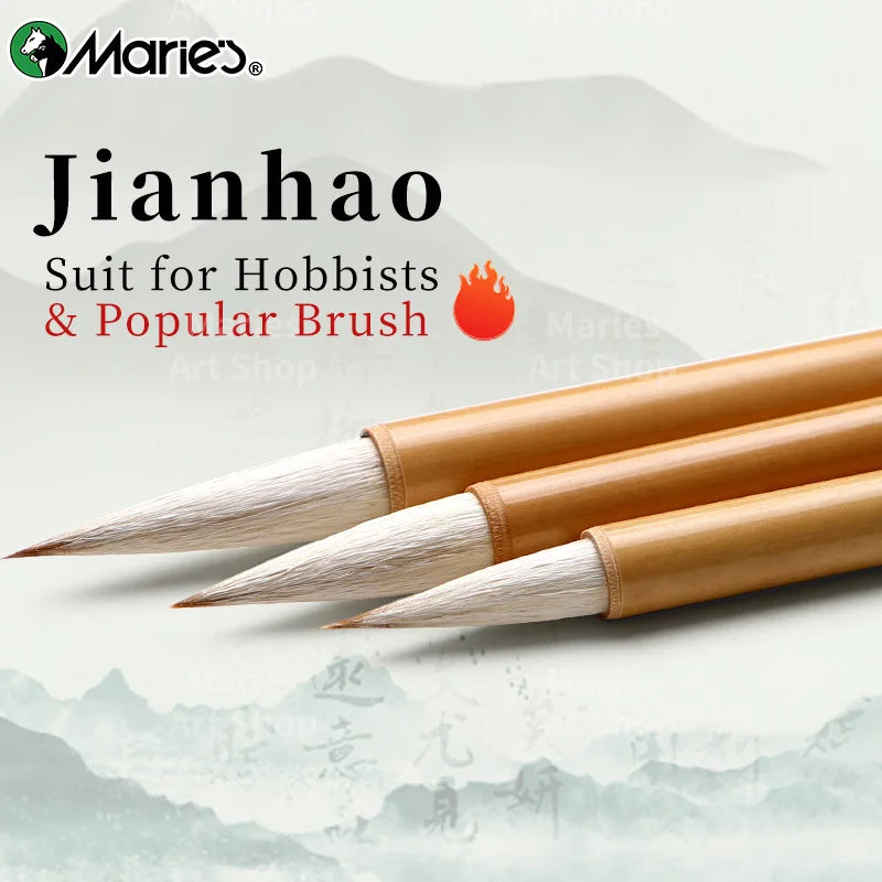 Marie's 3 pcs Jianhao Chinese Calligraphy Brush Set, Traditional Writing Watercolor Brush Ink Pen Kit for Small Regular Script,