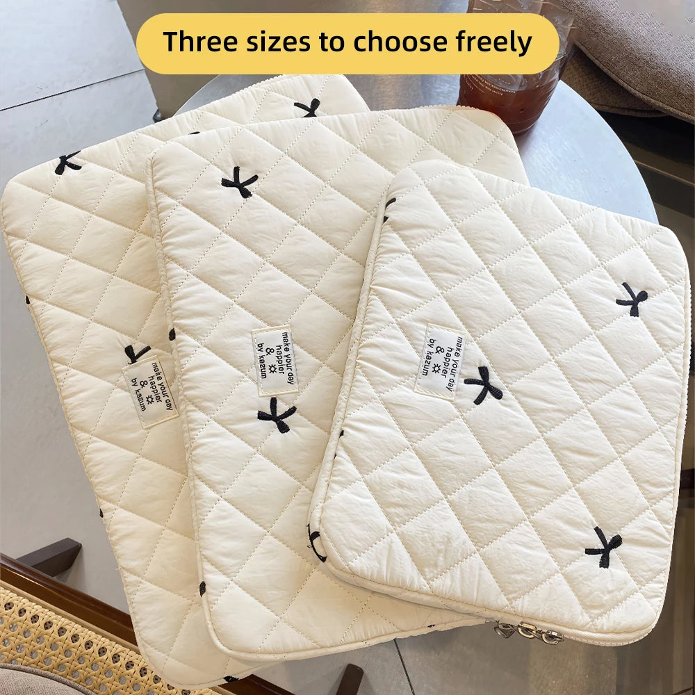 New Bowknot Fluffy Laptop Bag 11/13/15In Shockproof Tablet Sleeve Case Printing Computer Cover Bag for iPad Tablet Protection