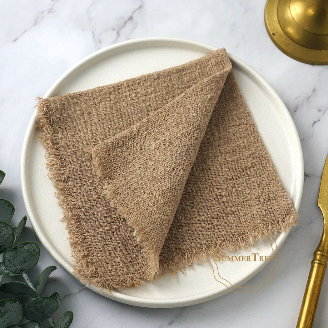 10pcs 32x32cm Cotton Gauze Napkins Retro Burr Design Napkin for Vintage Wedding Receptions Banquets Christmas Table Decoration