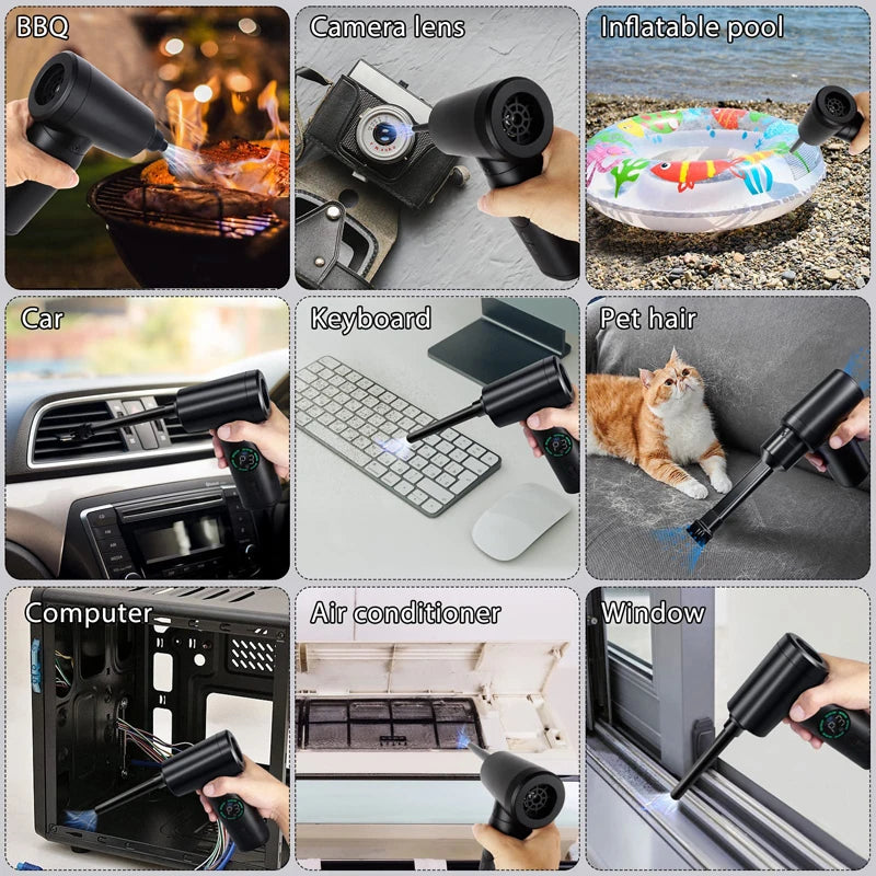 7500mAh Portable Compressed Air Duster Multi Air Blower & Vacuum Cleaner Cordless Duster Blower for Keyboard Computer Cleaning