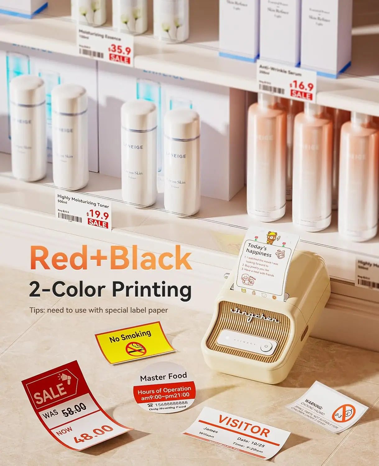 Niimbot 200dpiB21 300dpi B21PRO Label Maker Tag Price Portable Thermal Label Printer with White Photo Labels for Bakery/Business