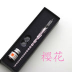Crystal Glass Dipping Pen Gift Box Colorful Gold Powder Ink Signature Pen Set Creative Stationery Gifts For Friends Classmates