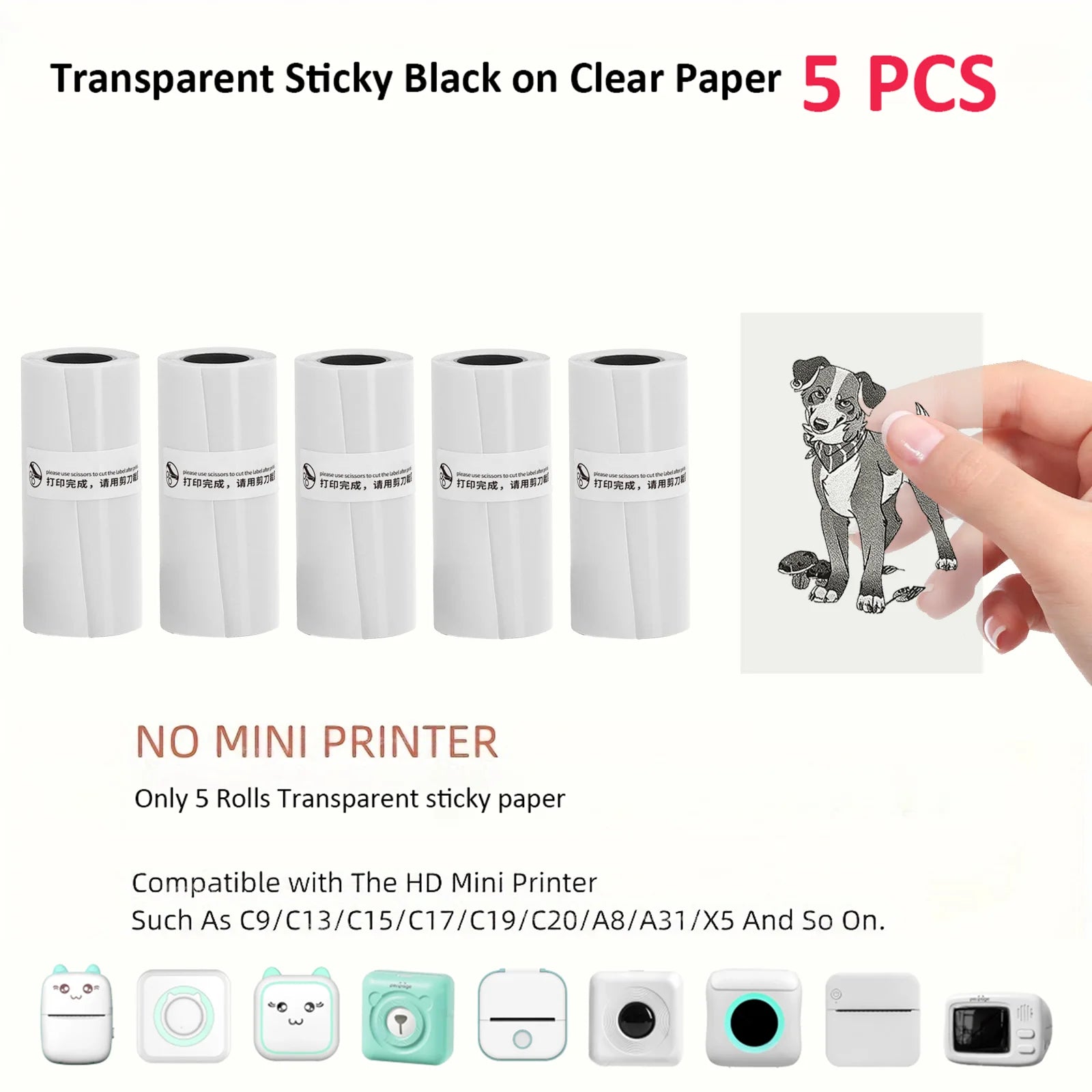 Thermal Mini Printer, Portable Inkless Sticker Maker,Bluetooth Free Cut Small Pocket Printer for Children DIY 57mm Photo Print