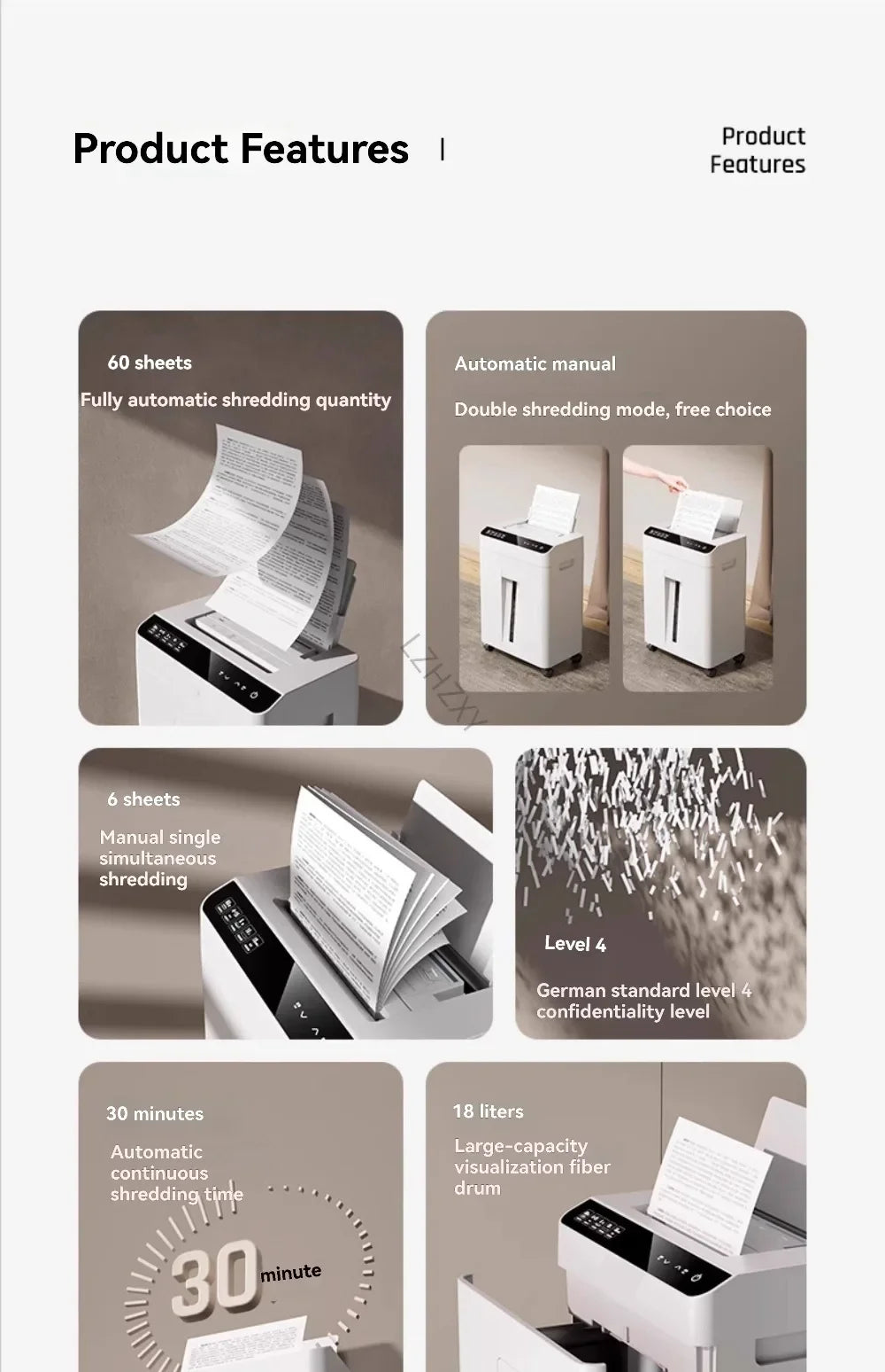 High-capacity Office Shredder with Five-level Security and Shredding Function It Can Shred Large Volumes of Documents and CDs