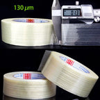 25m/50m Strong Glass Fiber Tape Transparent Striped Single Side No Trace Adhesive Tape Industrial Strapping Packaging Fixed Seal