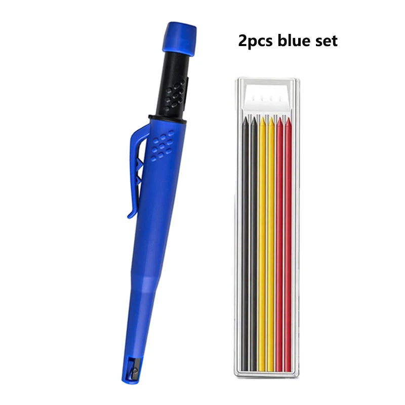 5 Colors 2.8mm Solid Woodworking Mechanical Pencil with Pen Cover 2B Black Yellow Red Lead Long Headed Carpenter Marking Pencil