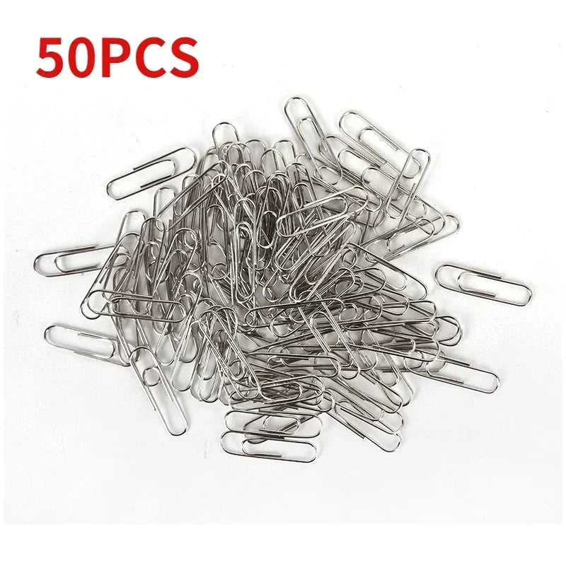 500/300/100/50PCS Metal Silver Paper Clips for Paperwork Stainless Steel Bookmark Paperclips Organizers Office School Supplies