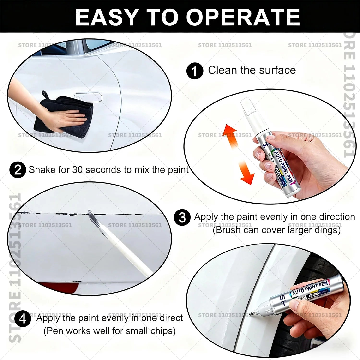 For Tesla Model 3 Y X S Scratch Removal and Wheel Hub Touch Up Pen Paint Clear Coat To Enhance Gloss Pearl White Deepsea Blue