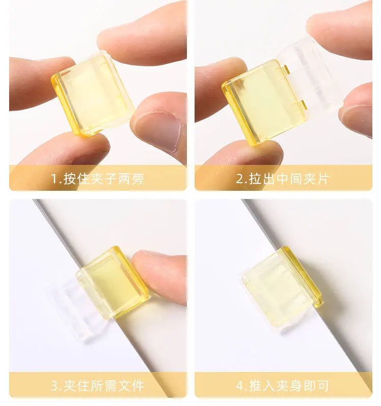 10PC Acrylic Push Clip Pusher Transparent Paper File Document Classification Clips Stationery Index Holder Clamp Office Sorting