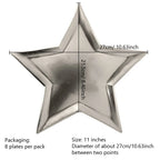 8Pcs Star Paper Plates Party Decoration Disposable Tableware for Dinner Cakes Birthday Wedding Party Supplies