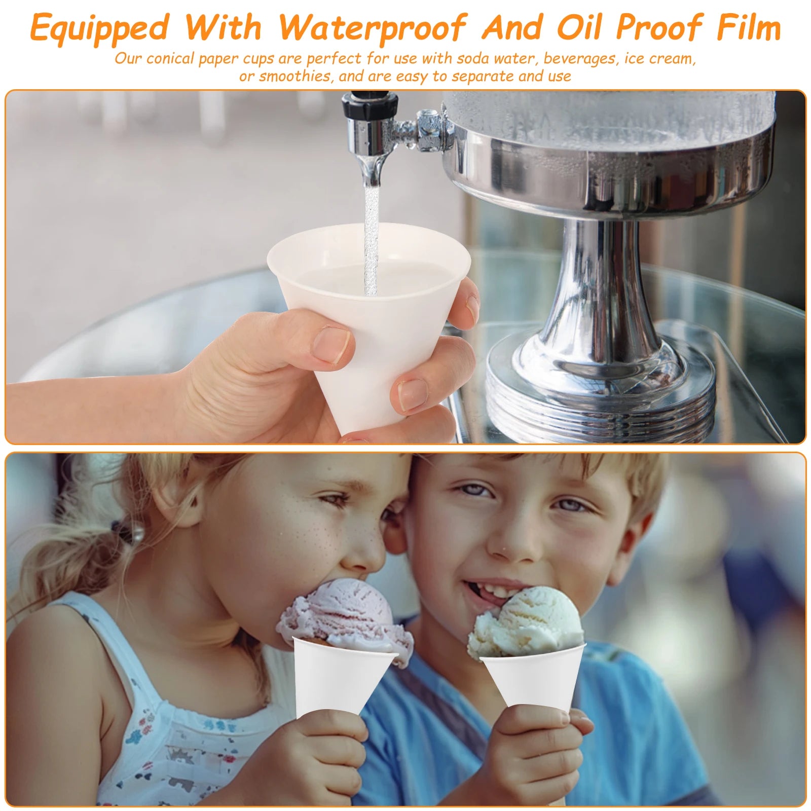 200Pcs Ice Cream Cone Paper Cover Single Use Paper Cone Cup Birthday Party Decor Dog Skye Disposable Tableware Cup Plate