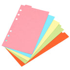 A6 Binder Index Dividers 4 Set 5 Tabs Cardboard Insertable Page for 6 Rings Binder Separating Papers Multi-Color File Divider