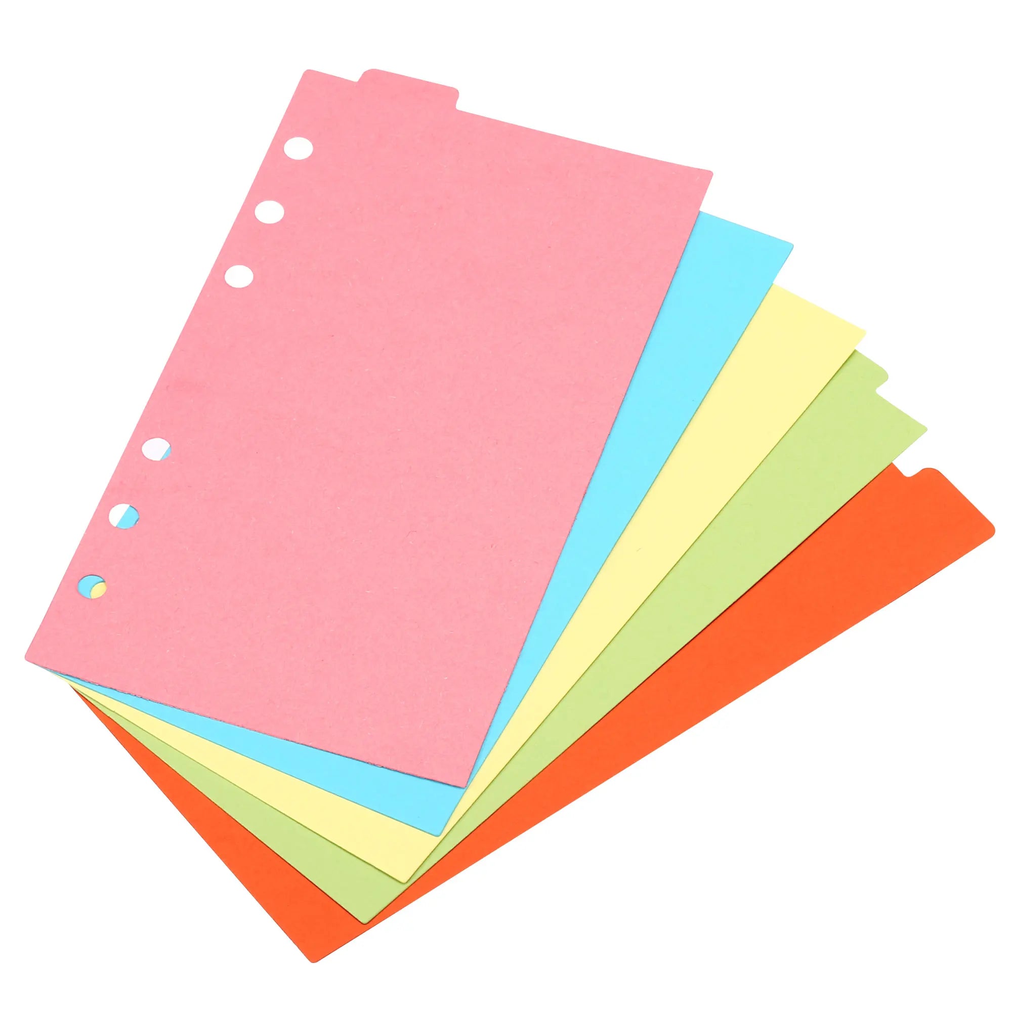 A6 Binder Index Dividers 4 Set 5 Tabs Cardboard Insertable Page for 6 Rings Binder Separating Papers Multi-Color File Divider